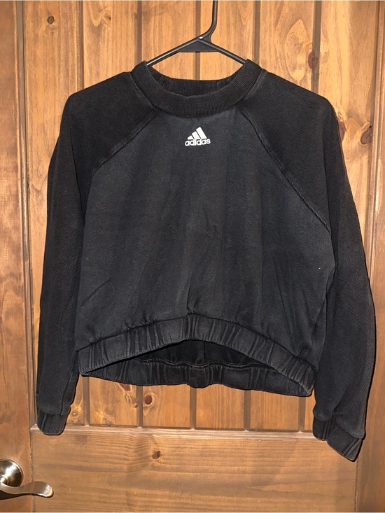 adidas Sweaters - adidas Black Cropped Crewneck Sweatshirt with Logo